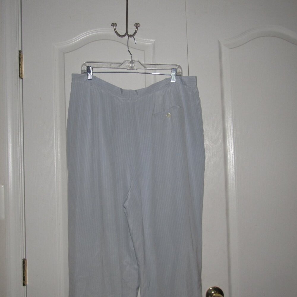 Lauren Ralph Lauren Silk Pinstripe Pleat‑Front Trousers – Light Blue 20W - Picture 6 of 8
